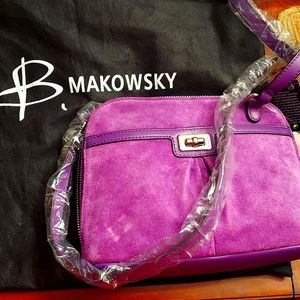 B Makowsky suede  crossbows handbag